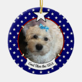 Custom Photo Lijst USA American Flag Patriotic Fun Keramisch Ornament (Voorkant)