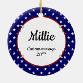 Custom Photo Lijst USA American Flag Patriotic Fun Keramisch Ornament (Achterkant)