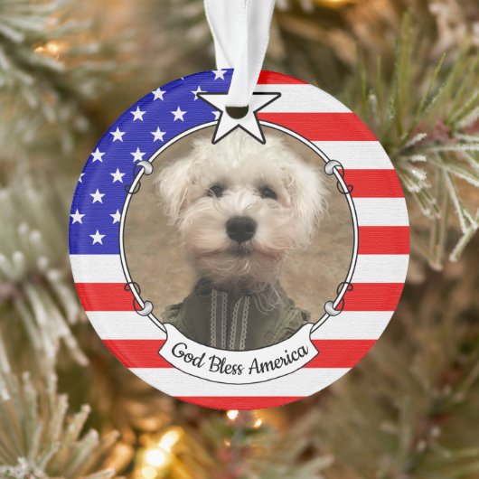 Custom Photo Lijst USA American Flag Patriotic Fun Ornament (Boom)