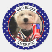 Custom Photo Lijst USA American Flag Patriotic Fun Ronde Sticker (Voorkant)