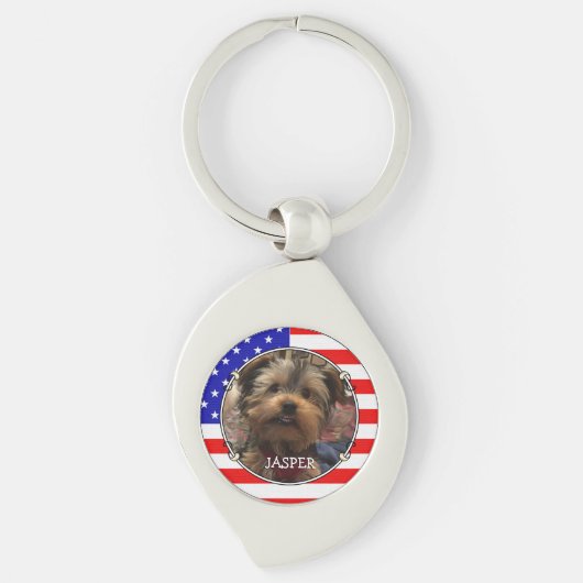 Custom Photo Lijst USA American Flag Patriotic Fun Sleutelhanger (Voorkant)