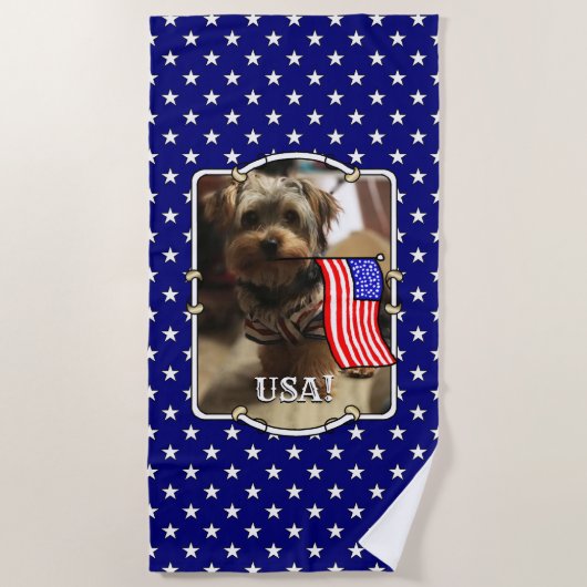 Custom Photo Lijst USA American Flag Patriotic Fun Strandlaken (Voorkant)