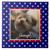 Custom Photo Lijst USA American Flag Patriotic Fun Tegeltje (Voorkant)