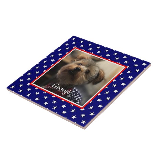 Custom Photo Lijst USA American Flag Patriotic Fun Tegeltje (Zijkant)