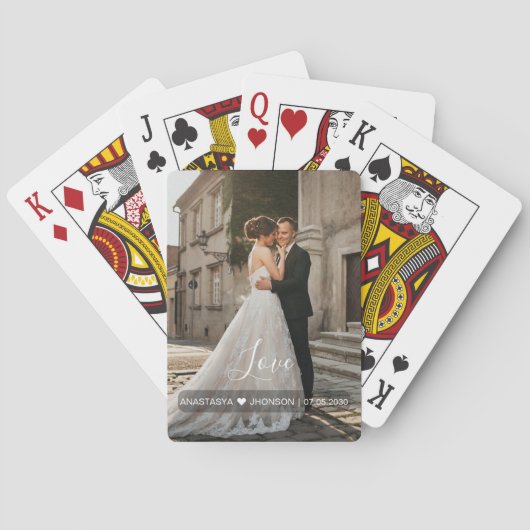 Custom Photo Love script Wedding favorieten Poker  Pokerkaarten (Achterkant)