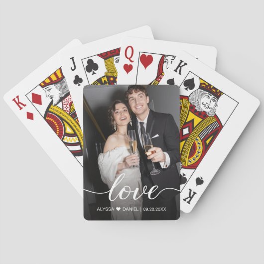 Custom Photo Love script Wedding gunsten Pokerkaarten (Achterkant)