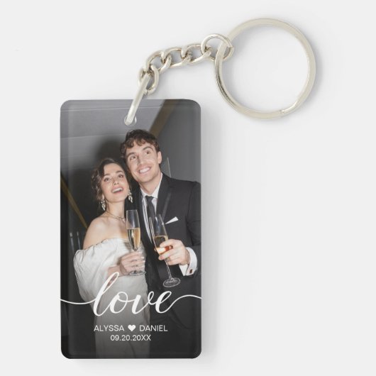 Custom Photo Love script Wedding gunsten Sleutelhanger (achterkant)