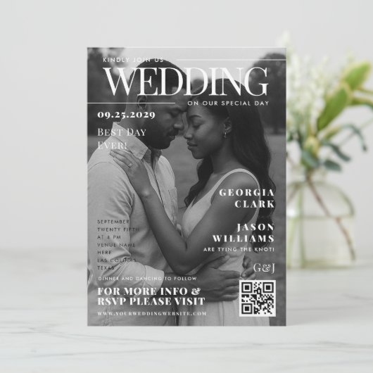 Custom Photo Magazine Hoesje Unique Wedding Kaart (Staand voorkant)