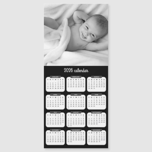 Custom Photo Magnet 2026 Calendar Card (Voorkant)