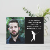 Custom Photo Memorial Funeral Forever Golfing Bedankkaart (Staand voorkant)