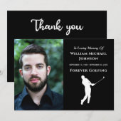Custom Photo Memorial Funeral Forever Golfing Bedankkaart (Voorkant / Achterkant)
