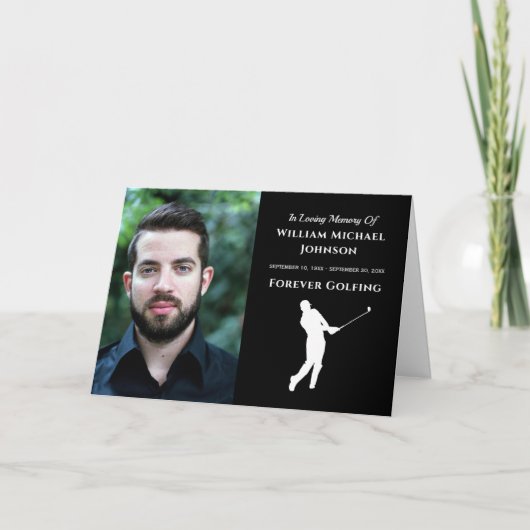 Custom Photo Memorial Funeral Forever Golfing Bedankkaart (Voorkant)