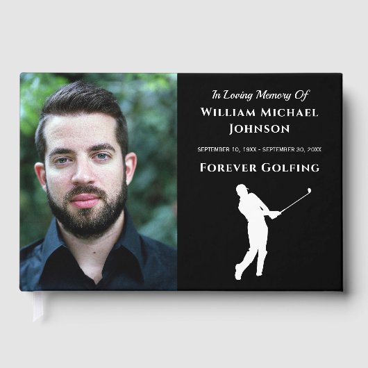 Custom Photo Memorial Funeral Forever Golfing Gastenboek (Voorkant)