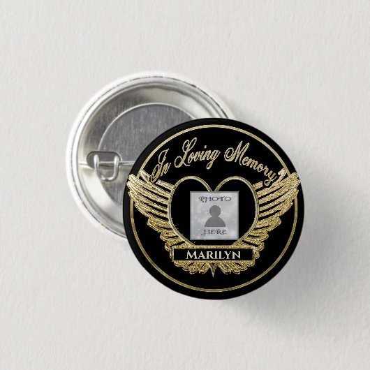 Custom Photo Memorial Heart Ronde Button 3,2 Cm (Voorkant /achterkant)