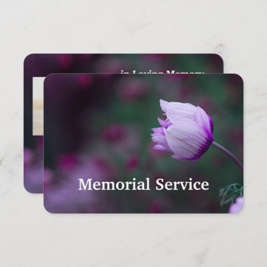 Custom Photo Memorial Service Invite Mauve Flower Kaart (Voorkant / Achterkant)
