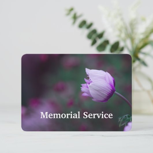 Custom Photo Memorial Service Invite Mauve Flower Kaart (Staand voorkant)