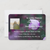 Custom Photo Memorial Service Invite Mauve Flower Kaart (Achterkant)