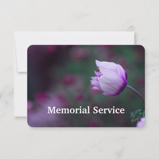 Custom Photo Memorial Service Invite Mauve Flower Kaart (Voorkant)