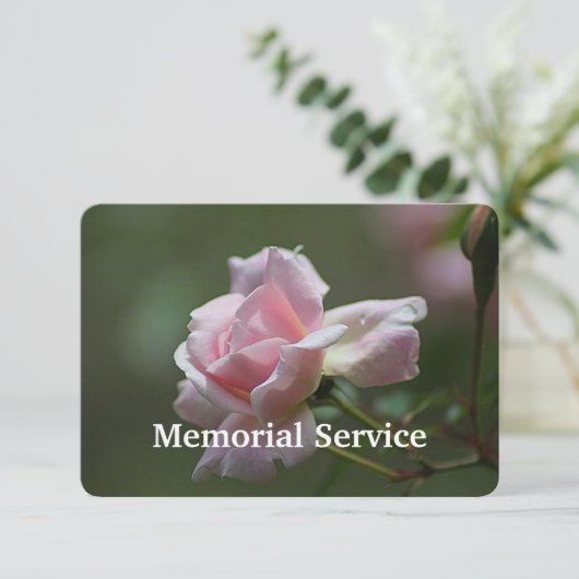 Custom Photo Memorial Service nodigt Roos Flower u Kaart (Staand voorkant)
