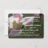 Custom Photo Memorial Service nodigt Roos Flower u Kaart (Achterkant)