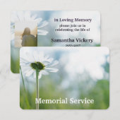 Custom Photo Memorial Service Noite White Daisy Kaart (Voorkant / Achterkant)