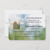 Custom Photo Memorial Service Noite White Daisy Kaart (Achterkant)