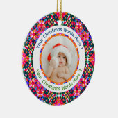 Custom Photo Merry Christmas Modern Colorful Keramisch Ornament (Rechts)