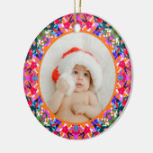 Custom Photo Merry Christmas Modern Colorful Keramisch Ornament (Links)