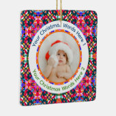 Custom Photo Merry Christmas Modern Colorful Keramisch Ornament (Rechts)