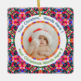 Custom Photo Merry Christmas Modern Colorful Keramisch Ornament