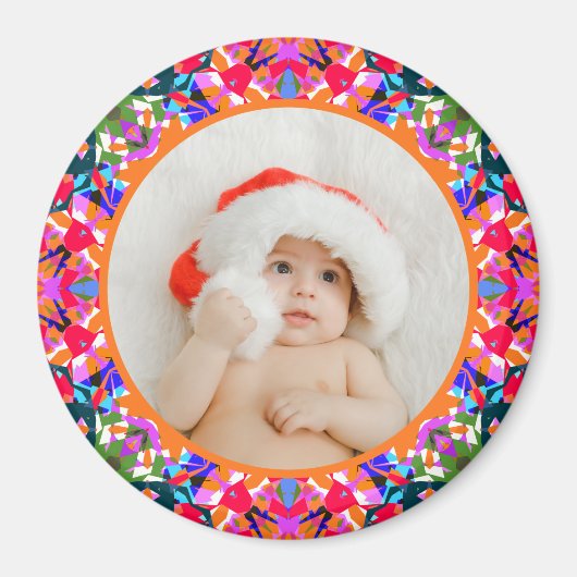 Custom Photo Merry Christmas Modern Colorful Magneet (Voorkant)
