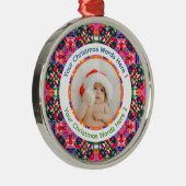 Custom Photo Merry Christmas Modern Colorful Metalen Ornament (Rechts)