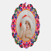 Custom Photo Merry Christmas Modern Colorful Ornament Kaart (Rechts)