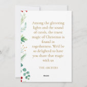 Custom Photo Merry Christmas Watercolor Botanical  Feestdagenkaart (Achterkant)