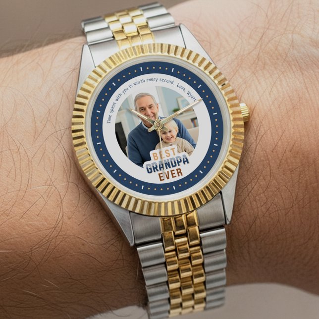 Custom Photo Message Best Grandpa Ever Horloge (Creator heeft geüpload)