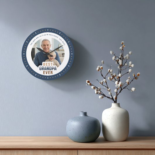 Custom Photo Message Best Grandpa Ever Large Clock Grote Klok