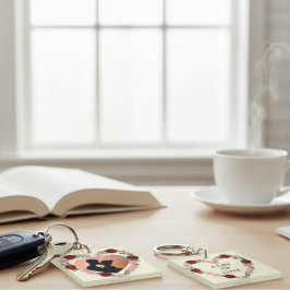 Custom Photo & Message Double-Sided Rose Heart Key Sleutelhanger