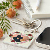 Custom Photo & Message Double-Sided Rose Heart Key Sleutelhanger (Voorkant Rechts)