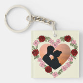 Custom Photo & Message Double-Sided Rose Heart Key Sleutelhanger (Voorkant)