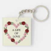 Custom Photo & Message Double-Sided Rose Heart Key Sleutelhanger (Achterkant)