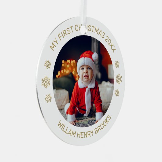 Custom Photo Metal Circle Christmas Ornament (Voorkant Rechts)