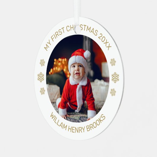 Custom Photo Metal Circle Christmas Ornament (Voorkant links)