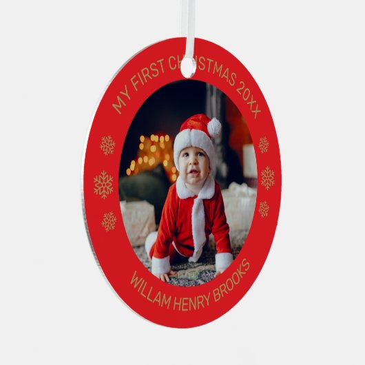 Custom Photo Metal Circle Christmas Ornament (Voorkant Rechts)