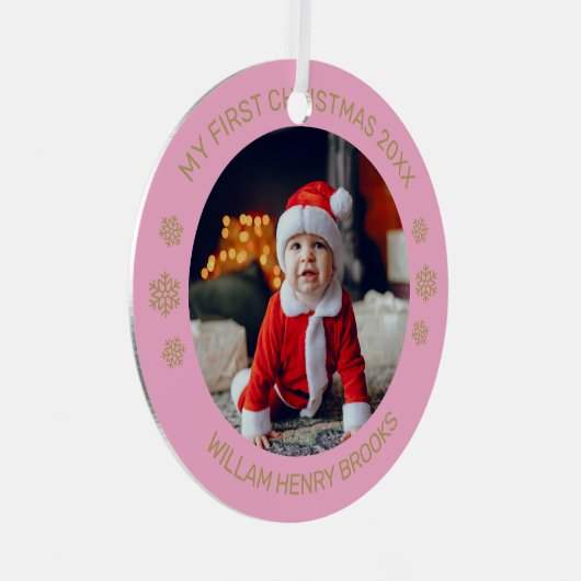 Custom Photo Metal Circle Christmas Ornament (Voorkant Rechts)