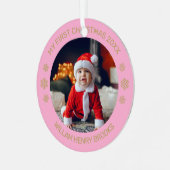 Custom Photo Metal Circle Christmas Ornament (Voorkant links)