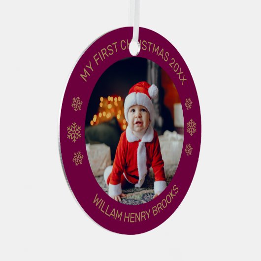 Custom Photo Metal Circle Christmas Ornament (Voorkant Rechts)