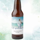Custom Photo Modern Beach Wedding Bier Etiket