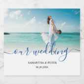 Custom Photo Modern Beach Wedding Bier Etiket (Enkel label)