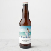 Custom Photo Modern Beach Wedding Bier Etiket (Voorkant)