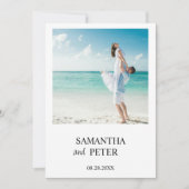 Custom Photo Modern Beach Wedding Kaart (Voorkant)